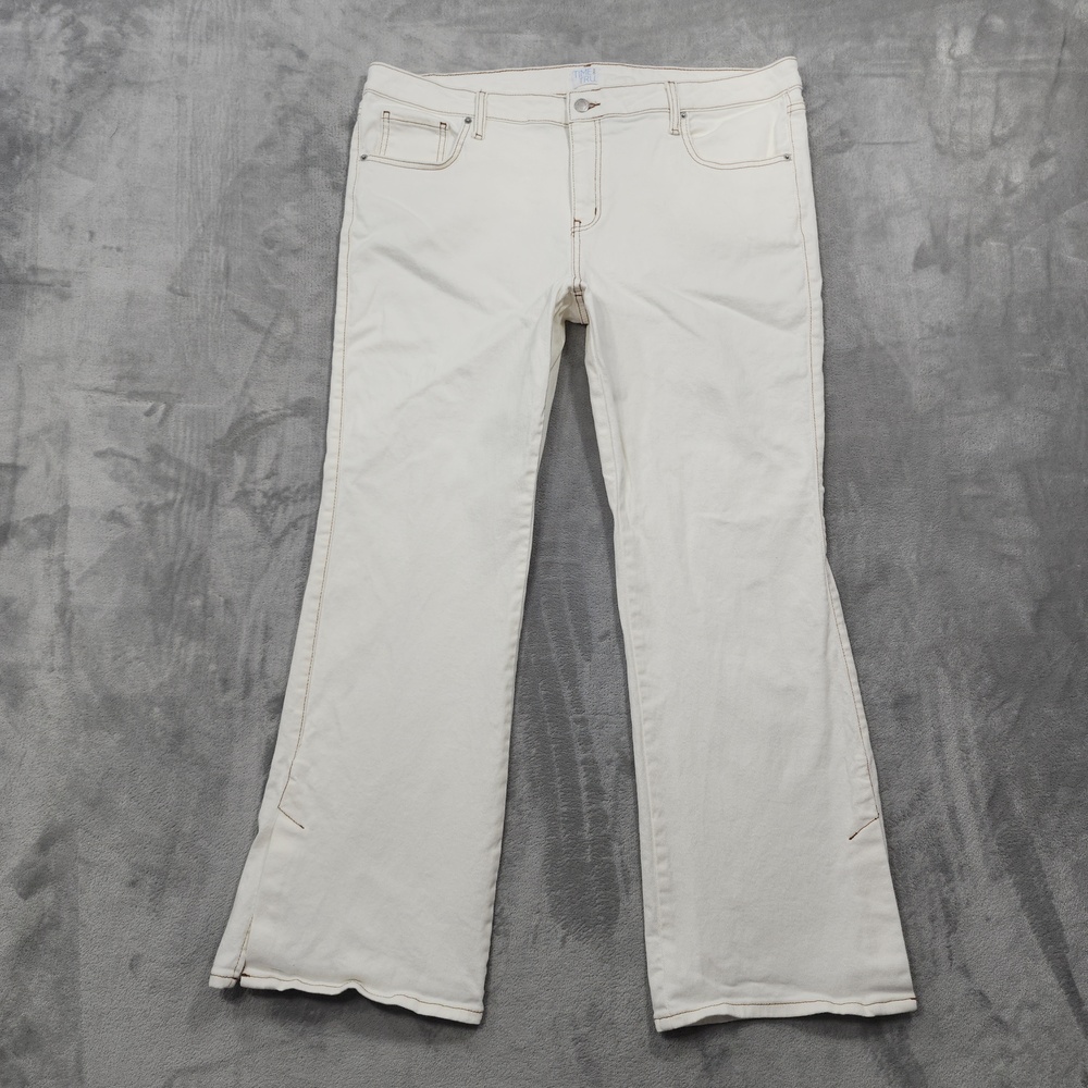 Time And Tru Jeans Womens 20 White Mid Rise Bootcut Slit Hem Stretch Casual